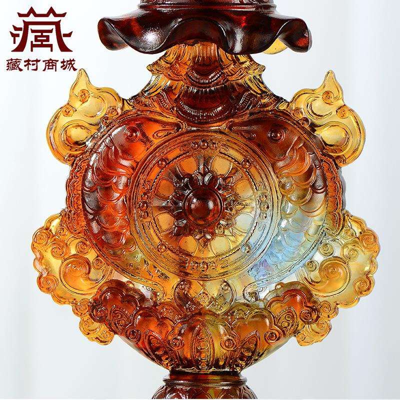 八吉祥总集摆件 佛事用品居家法器供佛琉璃吉祥八宝 琉璃摆件