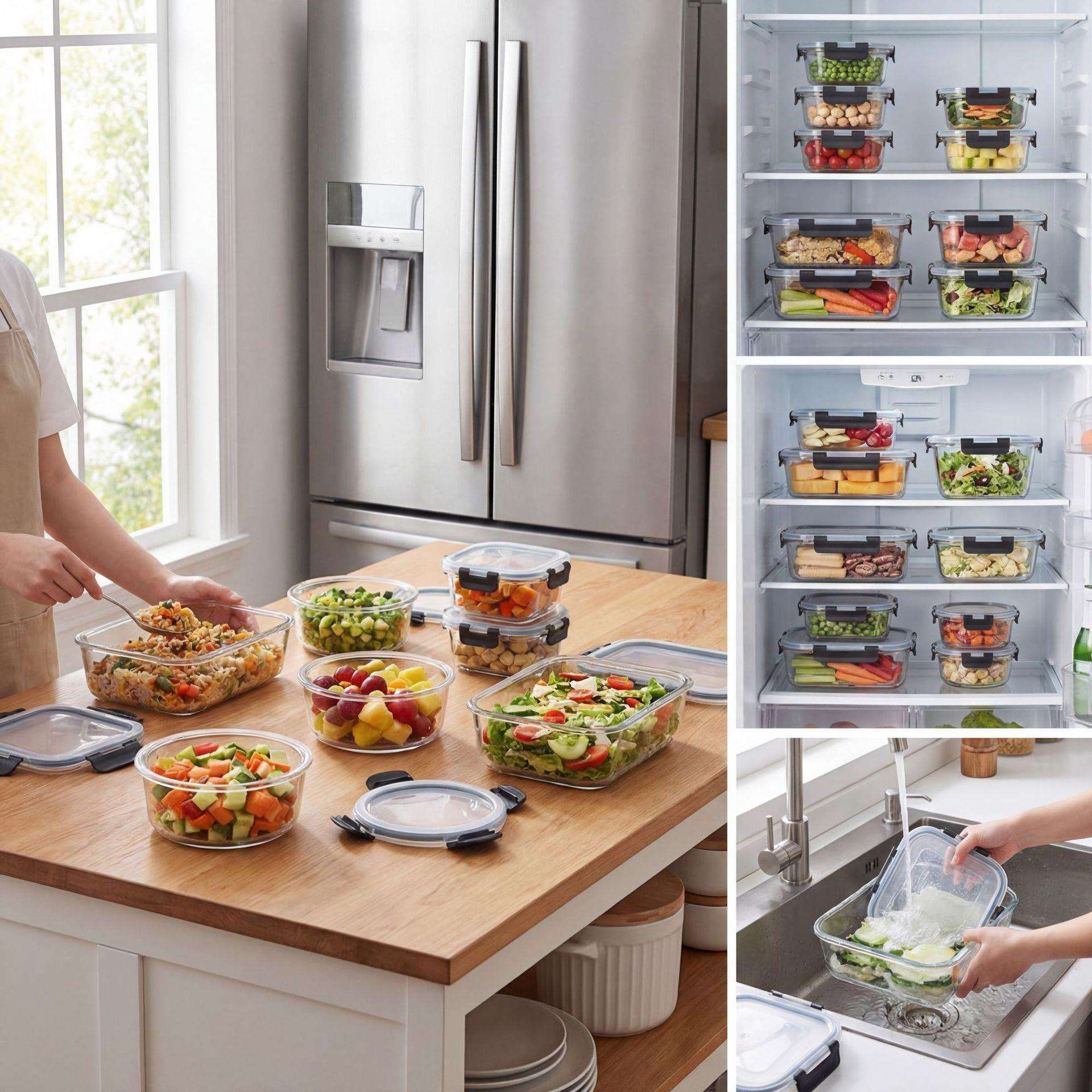 耐高温专用长方形饭盒微波炉餐盒冰箱保鲜盒单层多容量玻璃便当盒