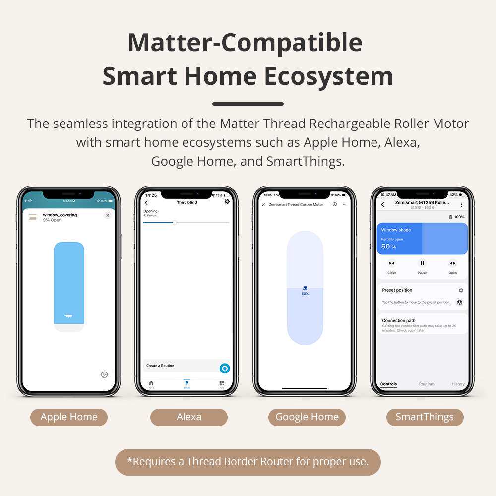 matter thread协议HomeKit直连25管状锂电内电充电窗帘卷帘电机