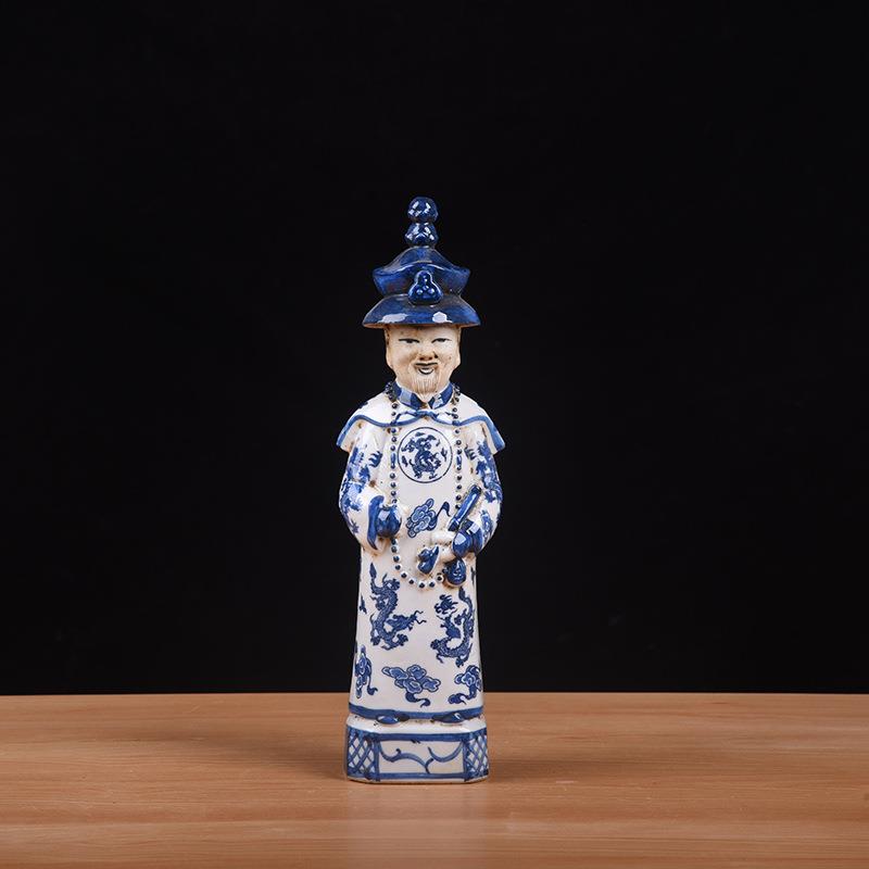景德镇陶瓷摆件工艺品复古做旧中式清三代皇帝人物博古架创意摆件