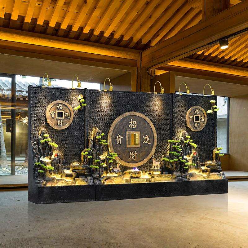 大型水幕墙庭院假山鱼池别墅玄关屏风酒店流水墙造景花园喷泉摆件