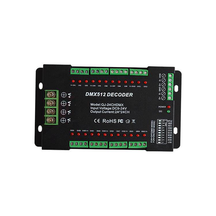 24CH通道 dmx512解码控制器led 彩色RGB灯带控制器带拔码
