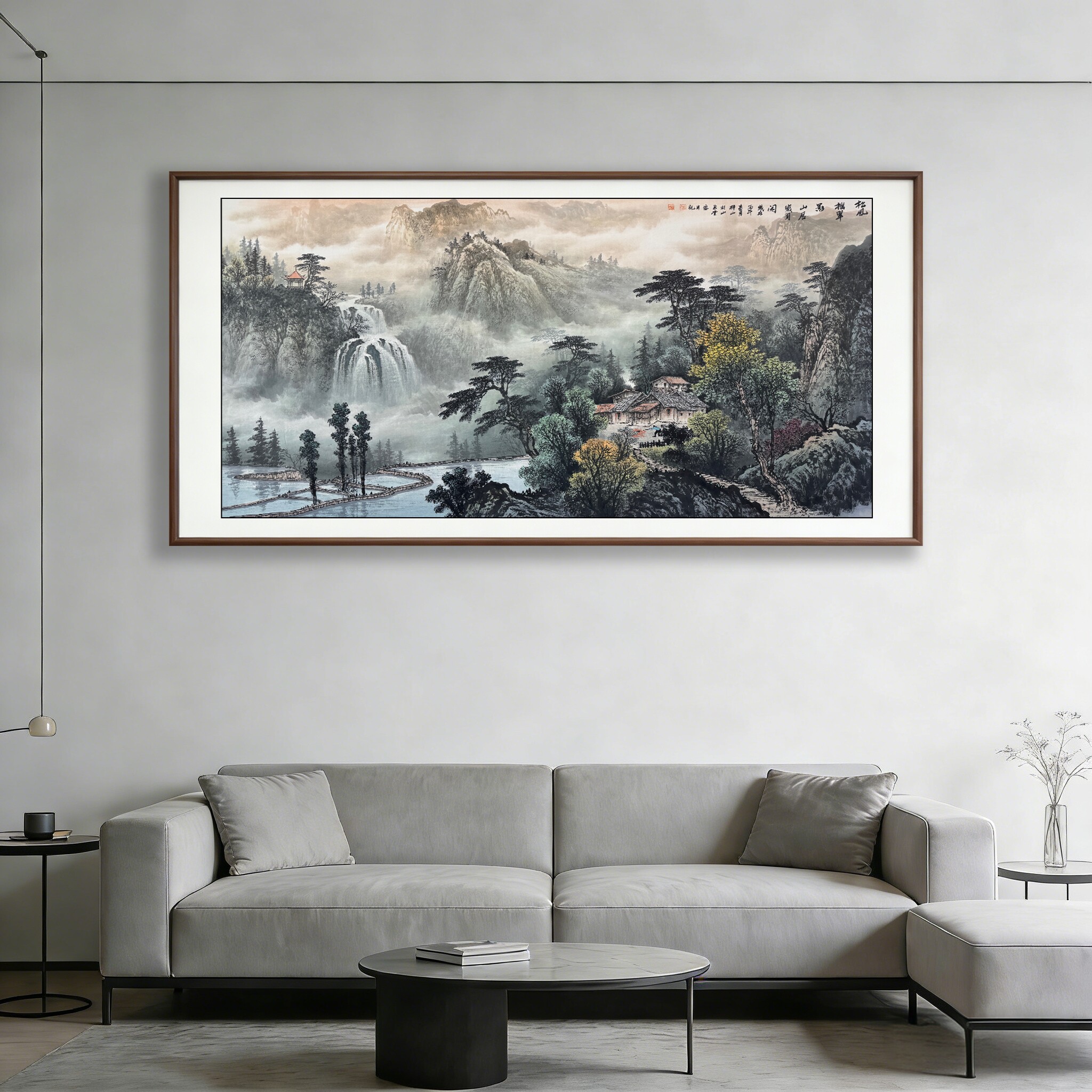 《松风摇翠影》新中式山水画客厅办公室装饰画靠山图沙发背景挂画