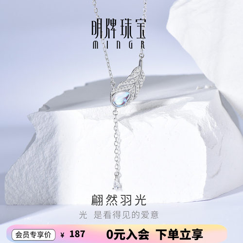 【闪耀锆石】明牌翩然羽光银项链