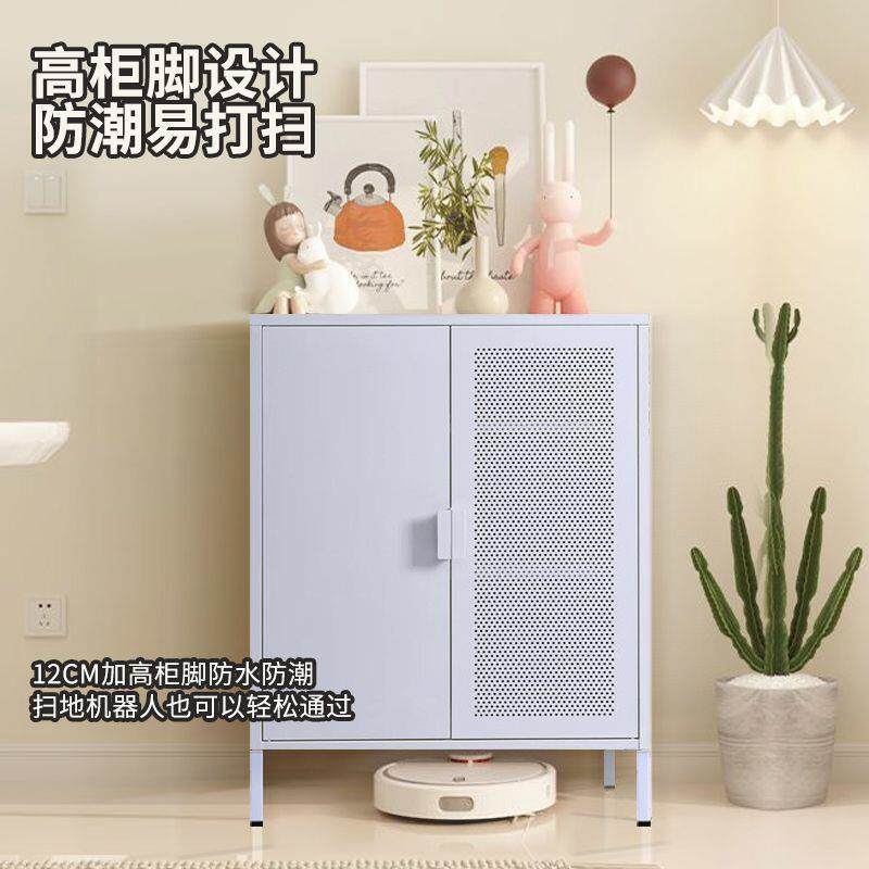 奶油风餐边柜家用铁艺茶水柜酒柜客厅厨房多功能收纳储物柜置物柜