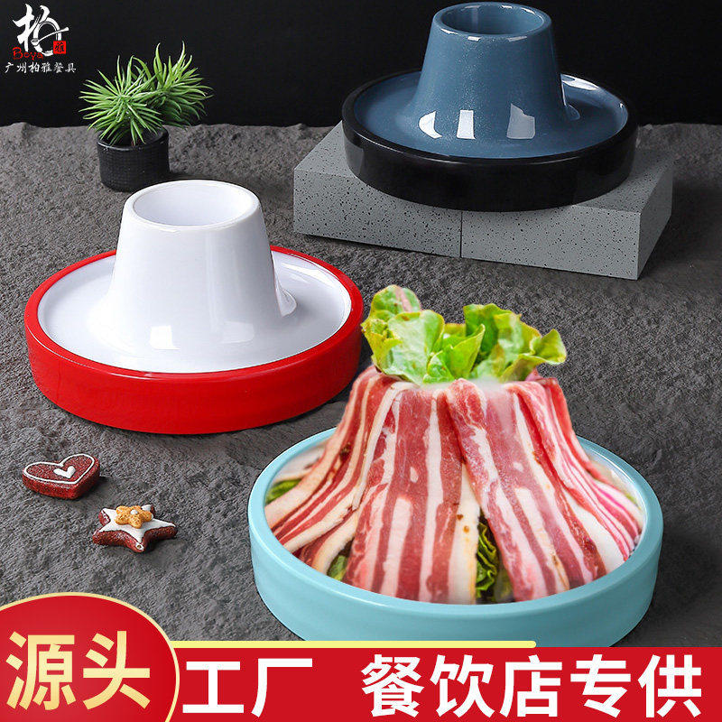 密胺涮肉摆盘和牛寿喜烧盘子烤肉雪花牛肉火锅店盘子