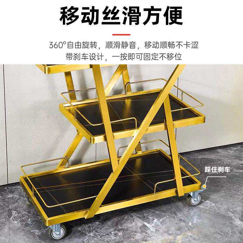 酒店小推车餐车商用餐厅移动三层豪华大号酒水车上菜车蛋糕点心