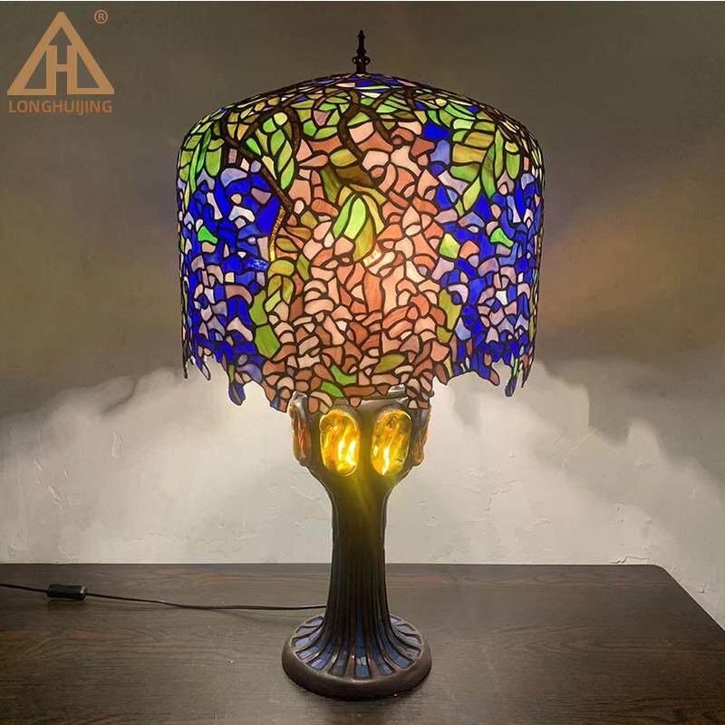 厂家直销蓝色紫藤艺术彩玻灯饰蒂汇璟凡尼落地灯卧室书房装饰灯具