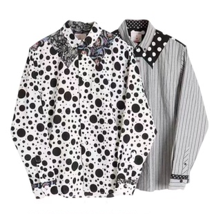 河谷 拼色波点长袖衬衣 休闲衬衫外套 男女同款