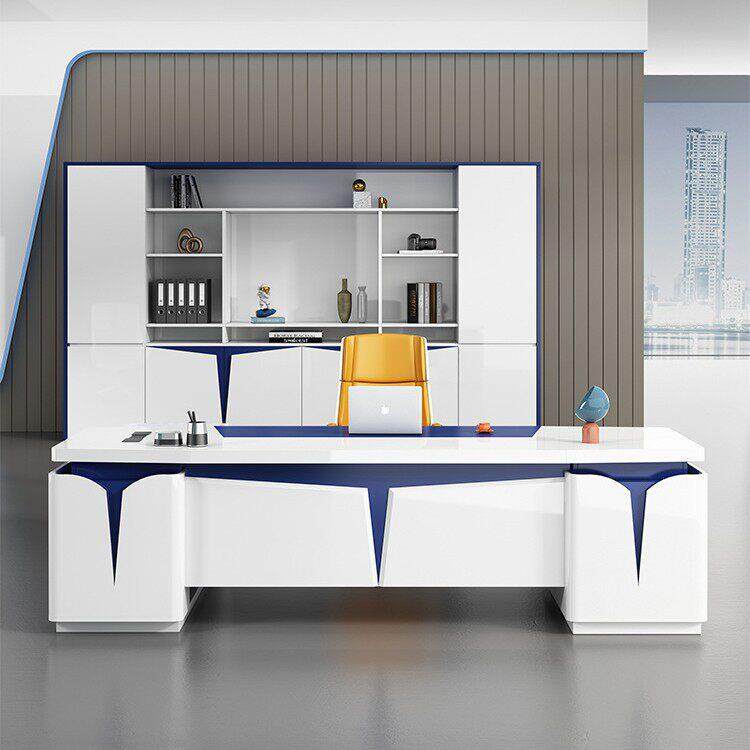 时尚烤漆公桌简约现白色老板桌椅组合总裁桌经理主管桌大班台