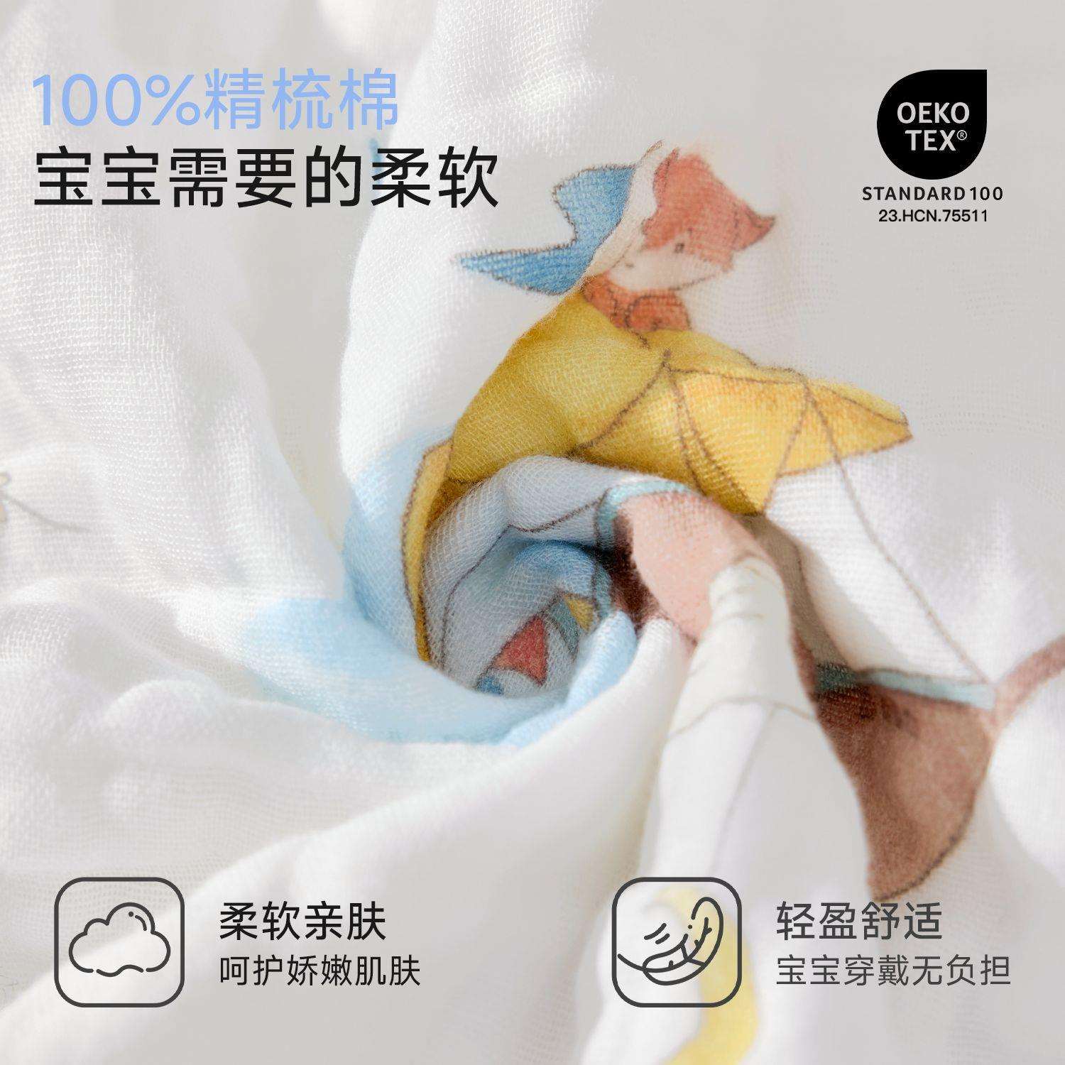 尼多熊新款纱布浴巾棉纱新生婴儿超软全棉宝宝专用洗澡浴巾6层a类