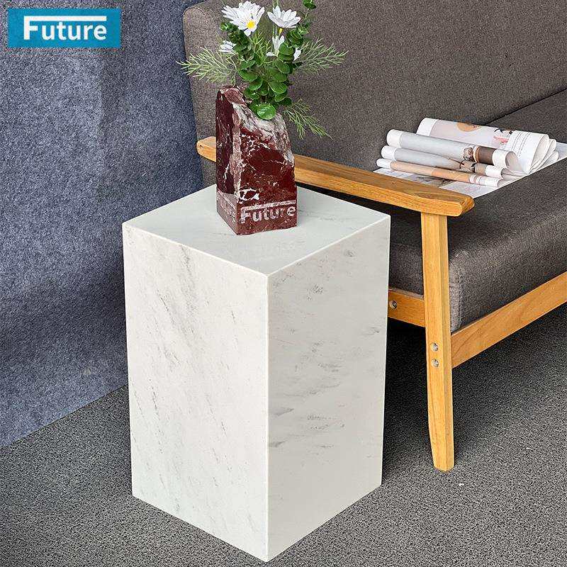 简约轻奢天然大理石角几现代茶几沙发边柜边几方几南斯拉夫白边桌