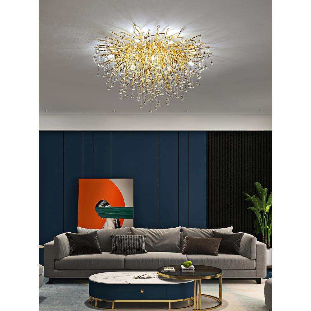 意大利仿生树枝轻奢客厅大灯卧室灯具时尚创意个性房间水晶吸顶灯