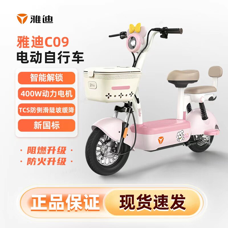 雅迪电动车雅迪C09新国标智能电动车48V21Ah可上牌通勤代步电动车