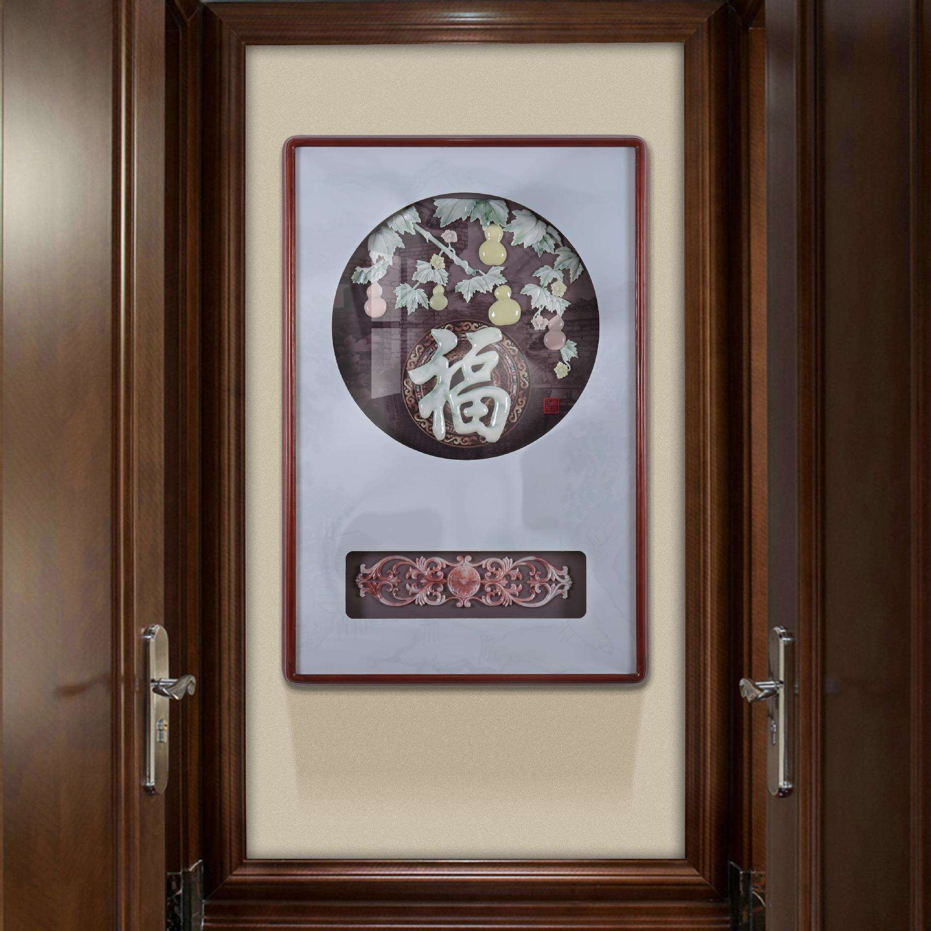 新中式走廊玄关装饰画玉雕画3D立体浮雕画厂家直销壁画时尚挂画
