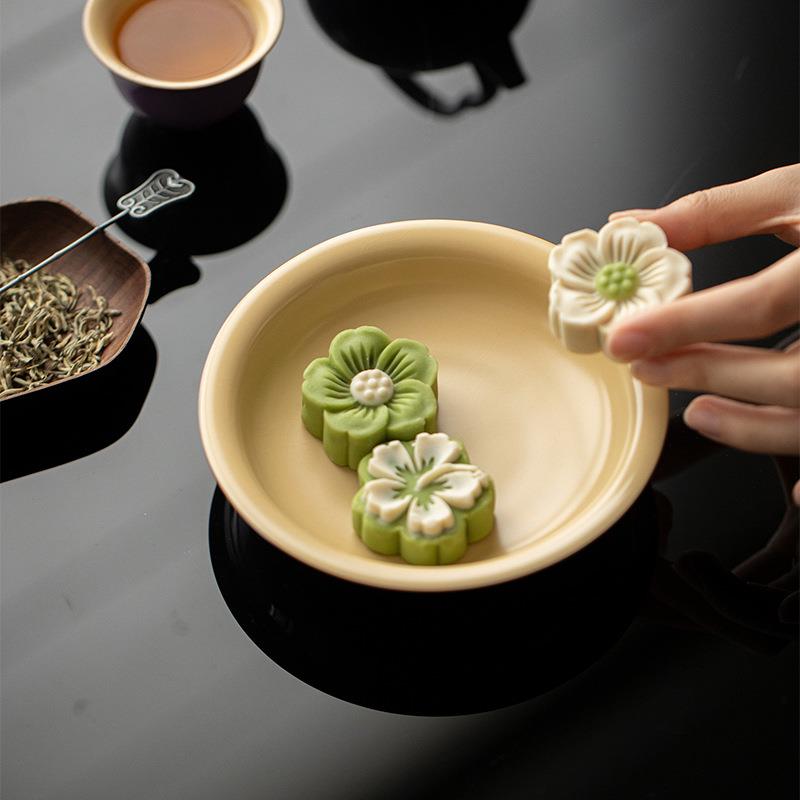 墨己紫色汝窑陶瓷壶承干泡盘家用茶点盘茶道配件茶壶底托瓜果盘