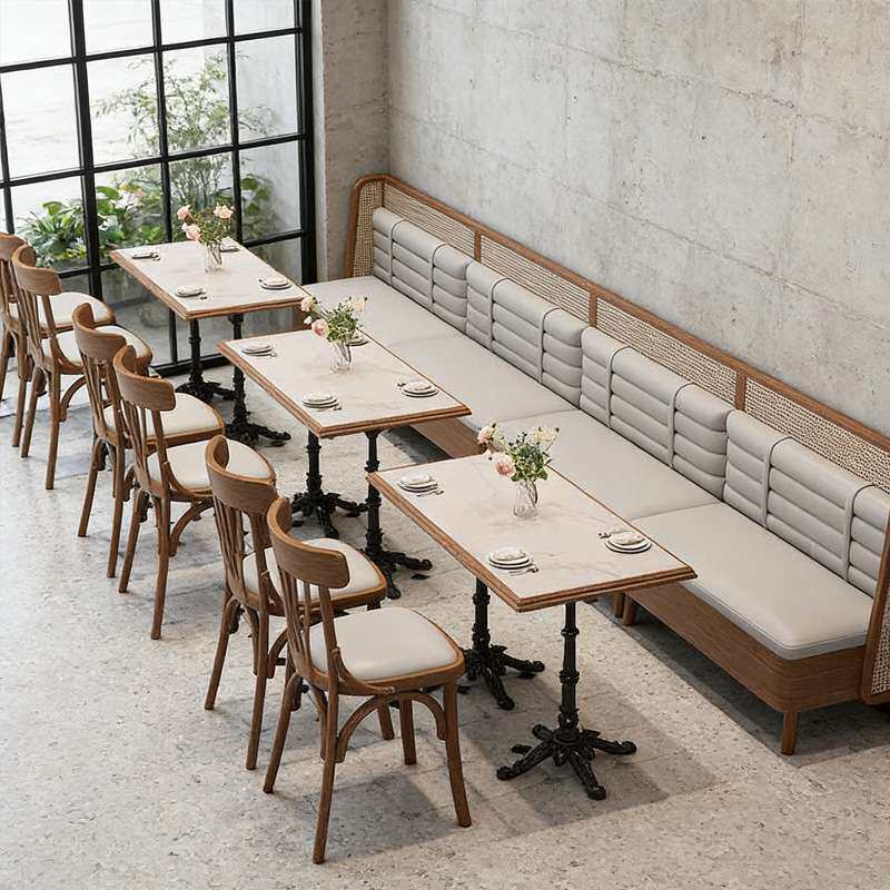 餐厅沙发咖啡卡座桌椅组合靠墙实木酒吧清吧咖啡厅餐桌卡座商用