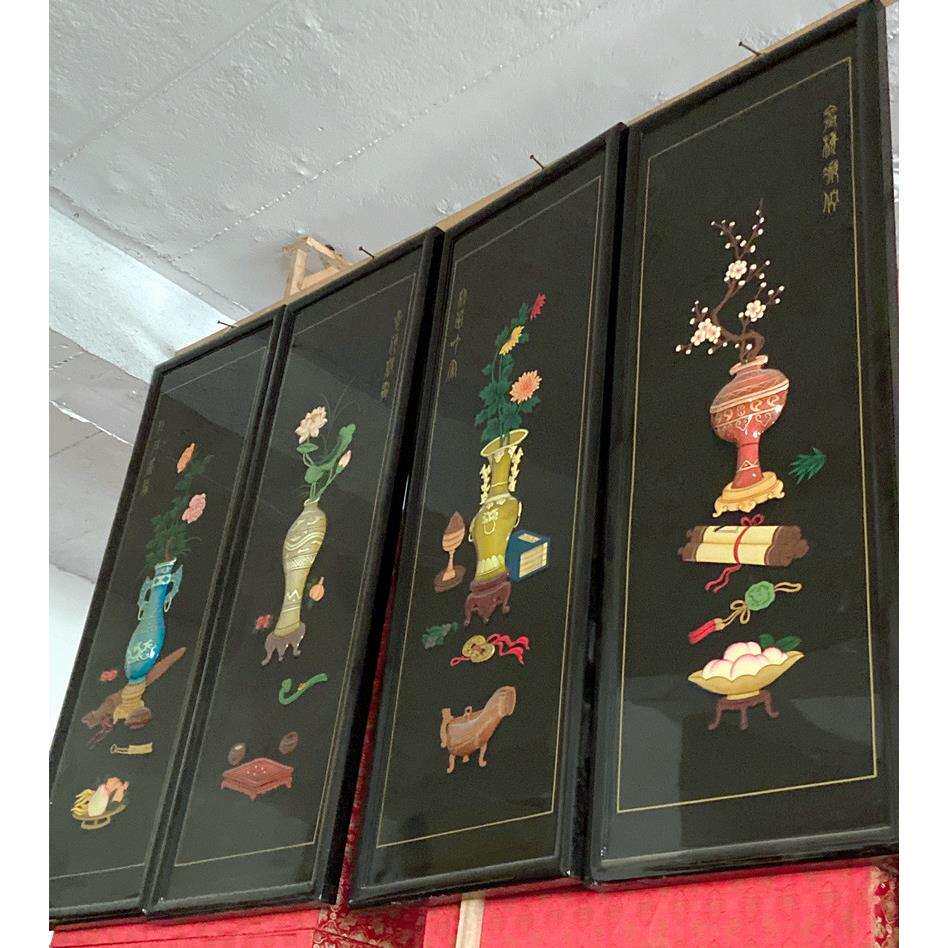 手工彩绘人物漆画挂屏传统漆器贴金彩绘古风漆艺玄关装饰画挂板画