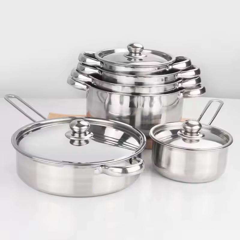 不锈钢十二件套装锅加厚复底奶锅汤锅煎锅套装12PCS烹饪锅具组合