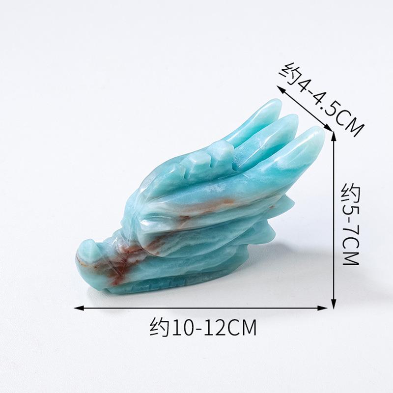 天然水晶天空蓝天河石龙头雕刻件原石打磨水晶工艺品家居装饰摆件