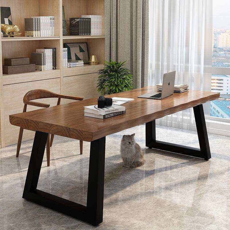 桌子美式工业风实木办公桌写字桌简约现代台式loft长桌电脑桌书桌