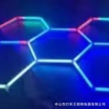 五环RGB车库灯洗车房110V蜂窝灯欧美幻彩光多功能六边形车库灯管