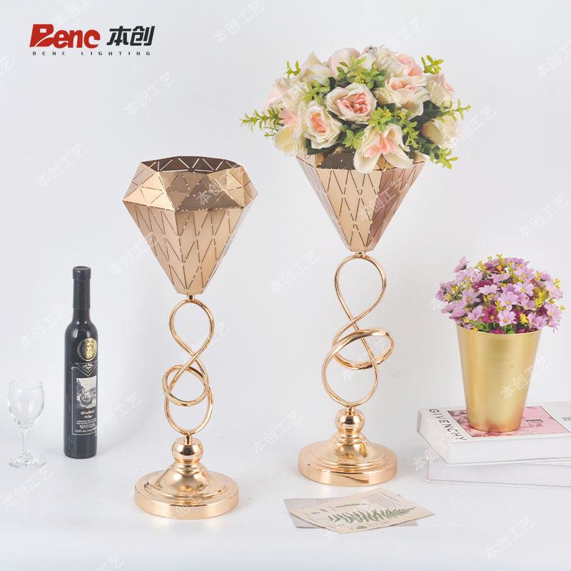 创意欧式金属花瓶婚礼桌摆花器家居客厅餐桌插花装饰摆件热销花架