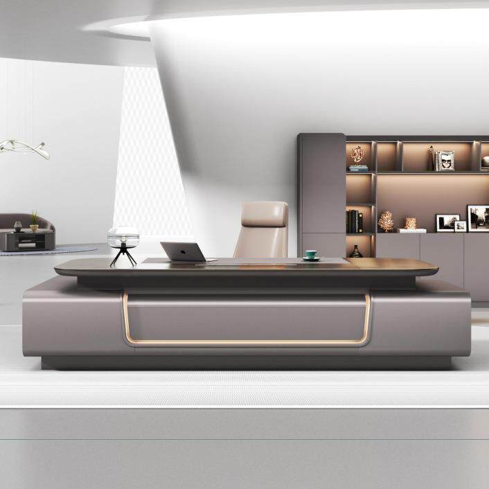 轻奢风格大班桌现代简约老板桌E0级环保大班台总裁桌办公桌椅组合