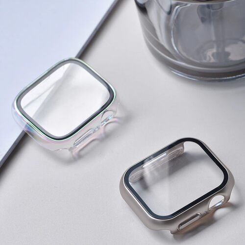 适用苹果手表钢化膜保护壳iwatch Ultra/9/8/7一体式S10全包超薄