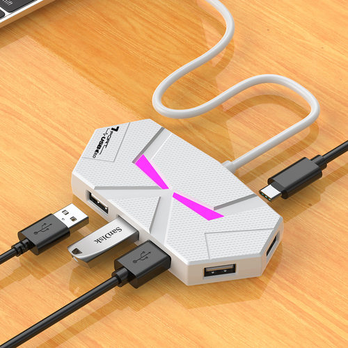 usb拓展坞多口 HUB4口7口分线器2.0扩展器 有线电脑typec转vga线