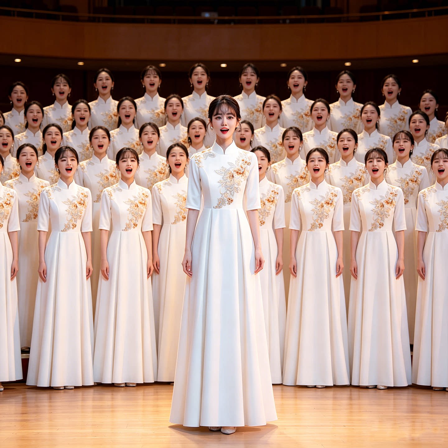 大合唱服演出服女长裙2026新款红歌比赛舞台服装表演服主持人礼服