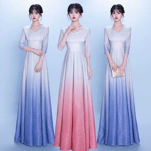 大合唱演出服女长裙成人表演