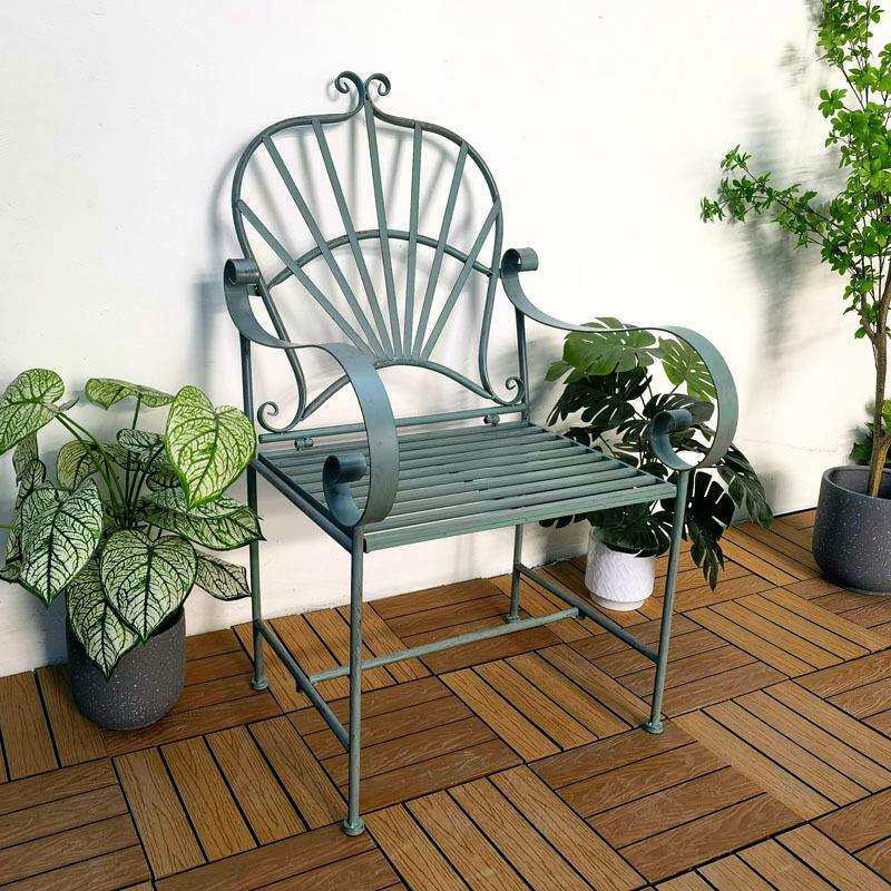 美式复古铁艺金属户外桌椅庭院折叠靠背椅花园双人沙发椅子家具