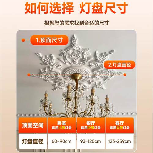 pu法式灯盘石膏圆盘组合拼花灯座装饰线条欧式客厅天花板吊顶