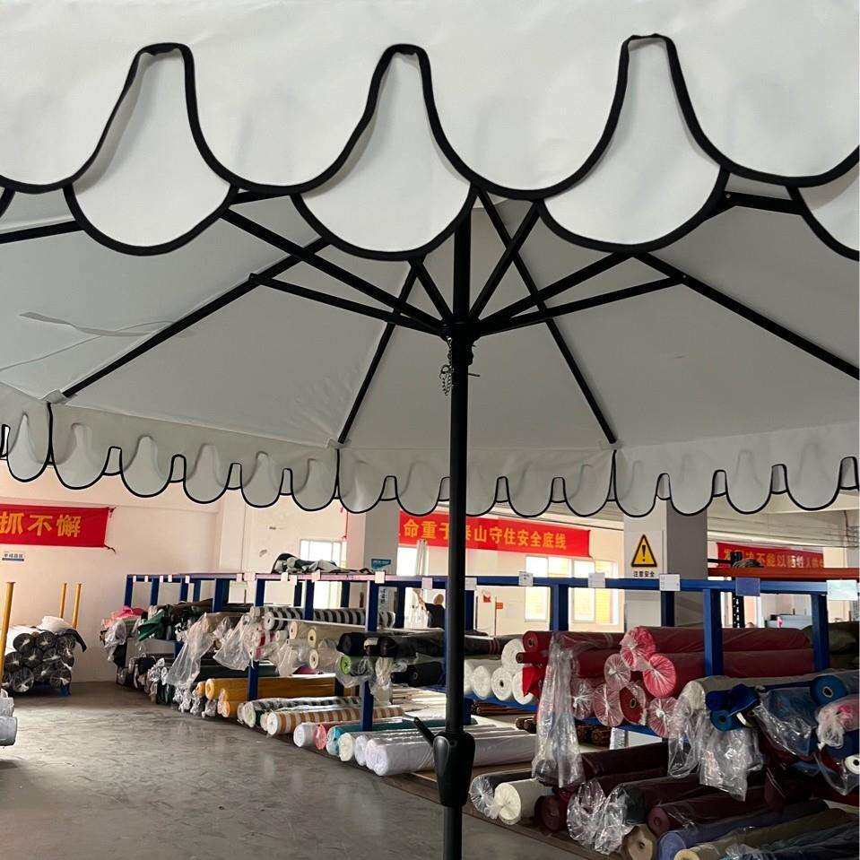 法式风太阳伞铝合金8骨双层波浪大伞集市露营户外庭院伞