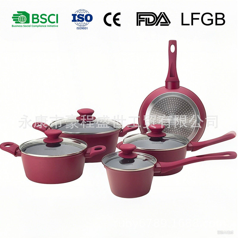 新款麦饭石锅具套装家用厨房不粘煎炒锅锅具套餐电磁炉平底锅组合