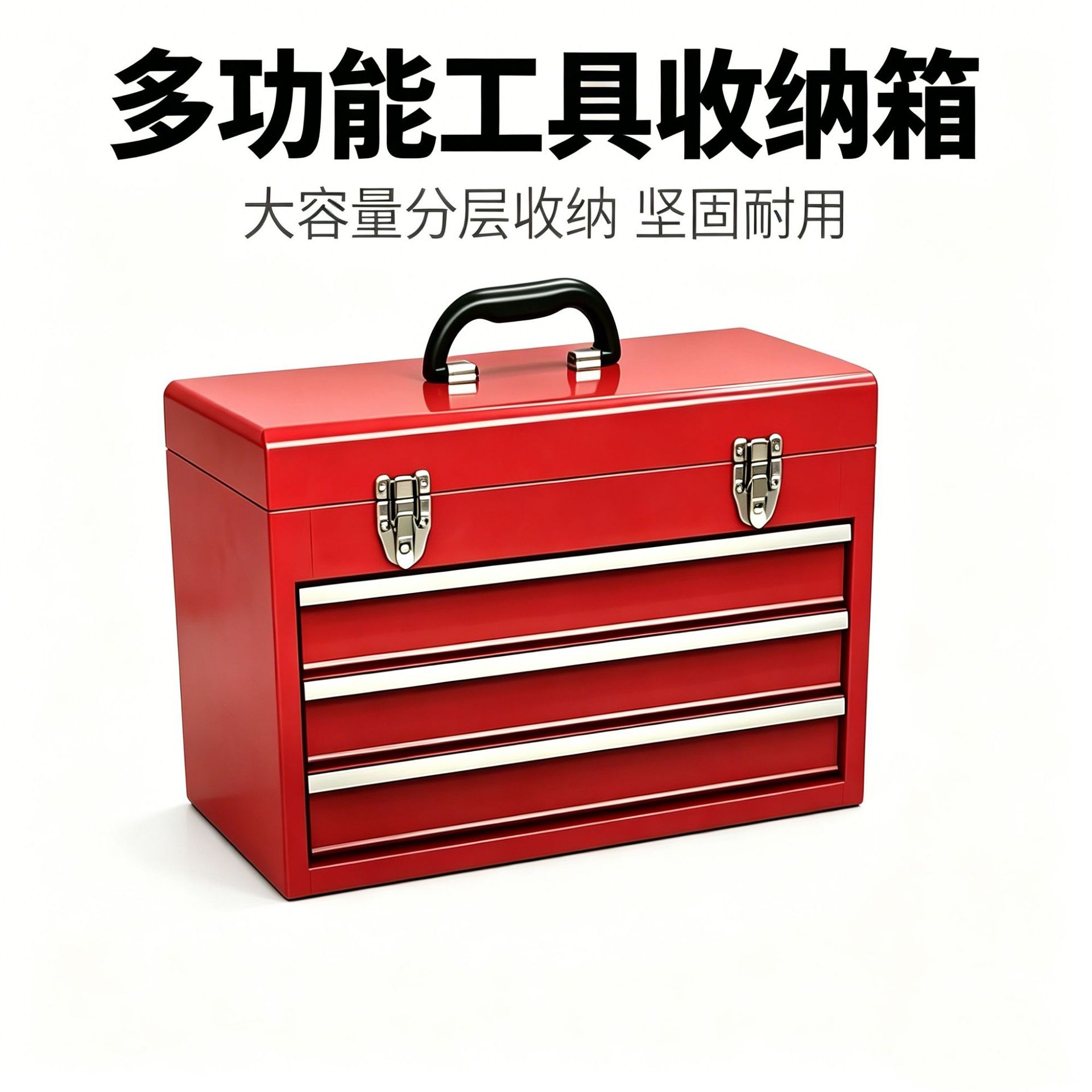 加厚金属工具箱多层抽屉五金收纳箱家用维修手提式铁皮工具箱批发