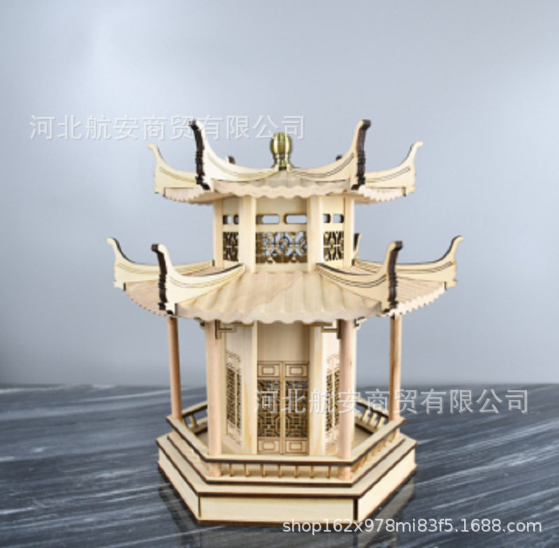 中式木质建筑凉亭摆件样板房售楼处家具卖场装饰品木工艺品批发