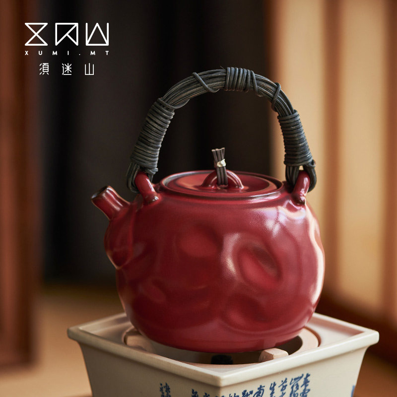 梵山堂山楂红听云陶壶苏打釉老岩泥烧水煮茶壶电陶炉煮茶器提梁壶