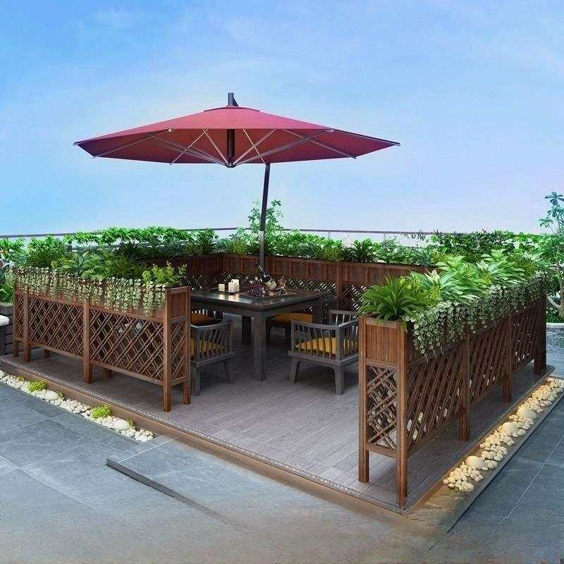 隔断花架子户外庭院防腐木栅栏阳台花架餐厅室外围栏花箱隔断围栏