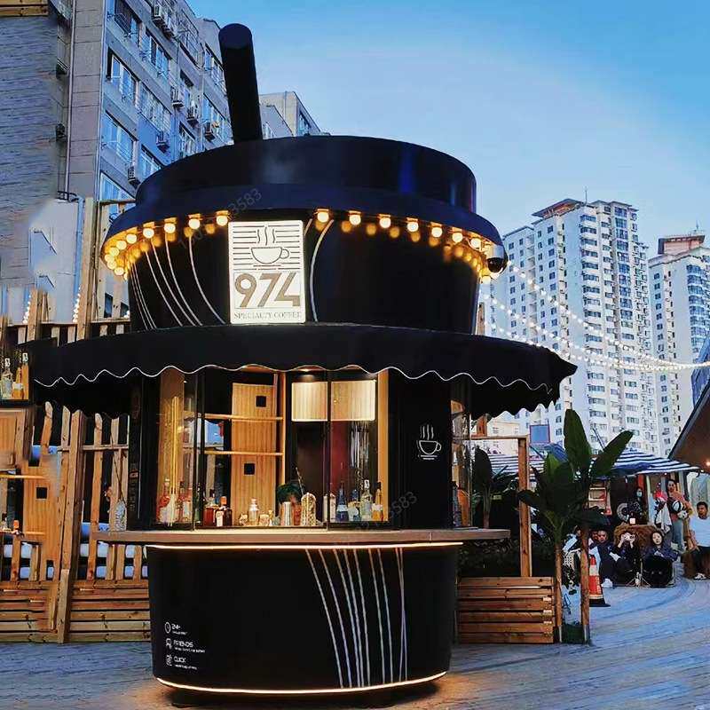 多功能电动餐车 杯子造型移动商铺车 景区露营咖啡简餐美食车厂家