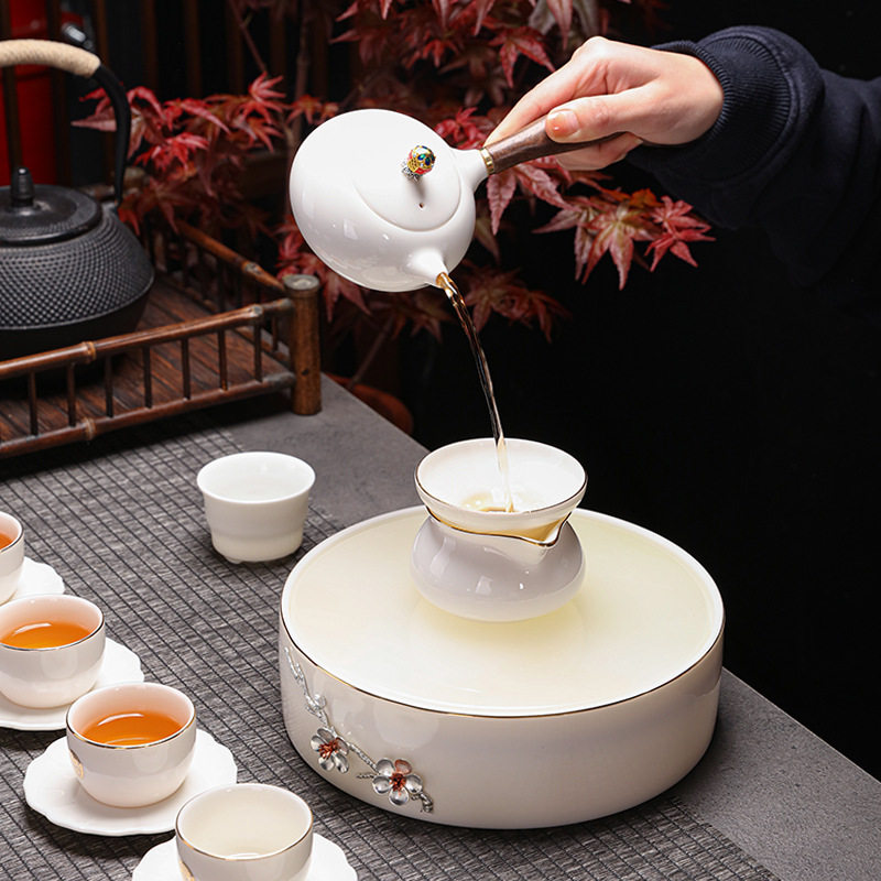 2021羊脂玉茶具套装陶瓷玉瓷干泡盘玉瓷茶盘干湿两用简单美观logo