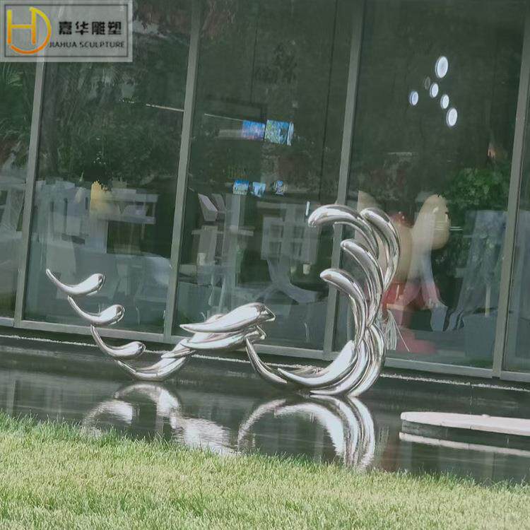 户外不锈钢鱼雕塑商场售楼部水景创意抽象鱼雕塑园林水池景观摆件
