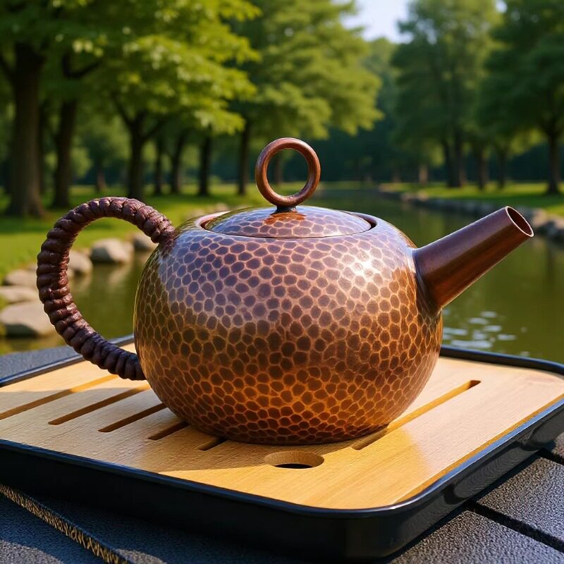 户外围炉铜器手工纯铜茶壶泡茶煮电陶炉中式复古加厚烧水壶大容量