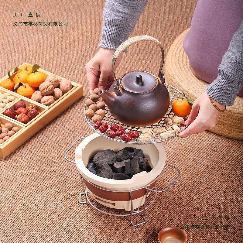 围炉煮茶烤火炉套装器具全套2025新款电炉家用室内碳炉的提梁陶壶