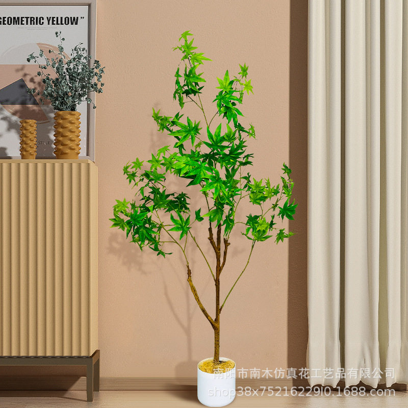 枫叶树仿真绿植假植物室内大型盆栽客厅落地装饰仿真花摆设批发
