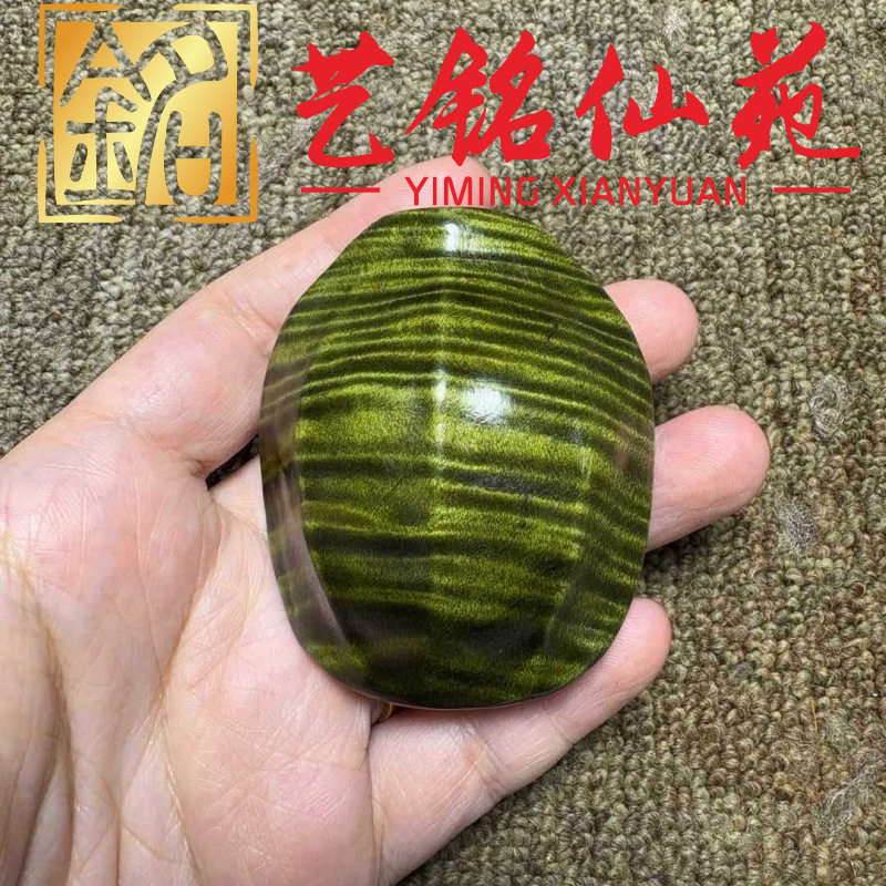 大叶金丝楠木阴沉色水波纹富甲天下龟壳手把件创意男女款文玩摆件