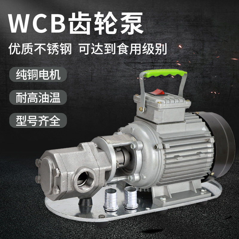 WCB齿轮泵电动不锈钢自吸高粘度手提220V柴油机油食用油抽油泵