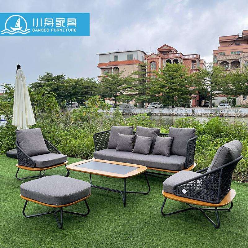 户外沙发别墅庭院创意实木藤编沙发家具民宿露天花园休闲沙发组合