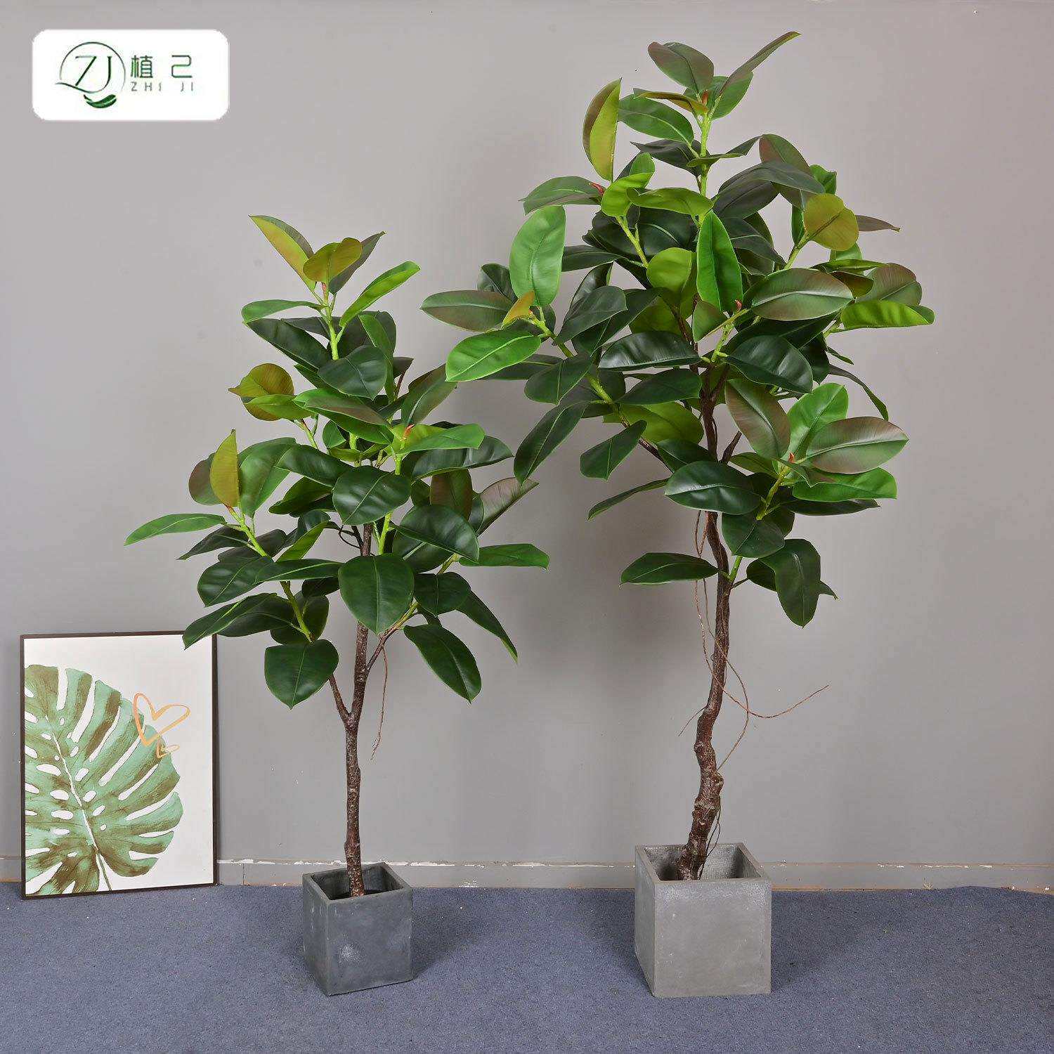 仿真橡皮树室内家居装饰绿植客厅大型落地假树植物摆件盆栽橡皮树